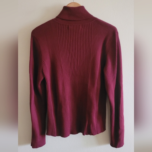 Jones New York classic ribbed cotton turtleneck sweater Women's XL cranberry - Picture 5 of 5